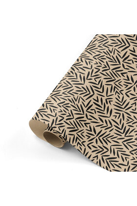 Rol cadeaupapier - kraft met zwart patroon