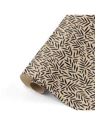 Rol cadeaupapier - kraft met zwart patroon