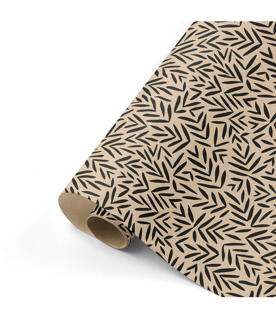 Rol cadeaupapier - kraft met zwart patroon 50x300cm Rol cadeaupapier - kraft met zwart patroon 50x300cm