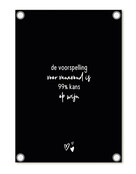 Tuinposter zwart met tekst - Voorspelling 99% kans op wijn| 60x80cm