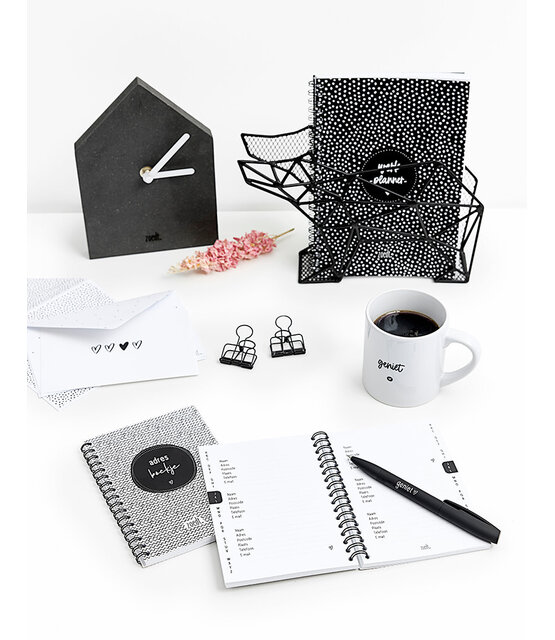 Adresboekje met zwart-wit design – Handige ringband - voor contactgegevens en adressen | Zoedt