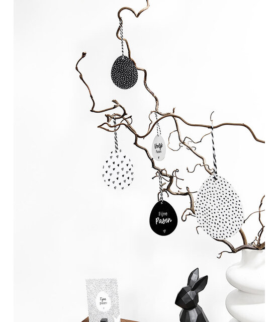 Set van 6 paashangers - zwart wit