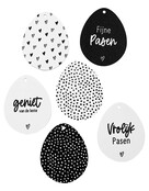 Set van 6 paashangers - zwart wit