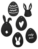 Set van 6 paashangers - zwart hout