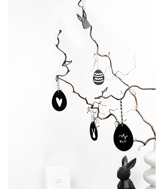 Set van 6 paashangers - zwart hout