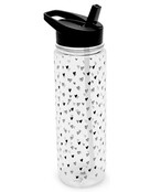 Drinkfles met rietje zwart - transparant met hartjes patroon (gemaakt van RPET)