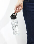 Drinkfles met rietje zwart - transparant met hartjes patroon (gemaakt van RPET)