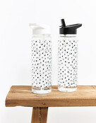 Drinkfles met rietje zwart - transparant met hartjes patroon (gemaakt van RPET)