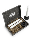 Brievenbus cadeau – kaarsenset met kandelaartje en tekst | Geniet – mooi verpakt cadeautje per post