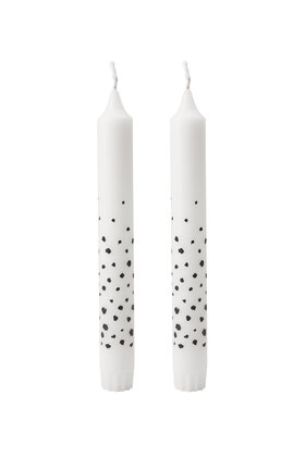 Set van 2 dinerkaarsen - dots patroon