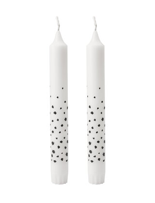 Set van 2 dinerkaarsen - dots patroon