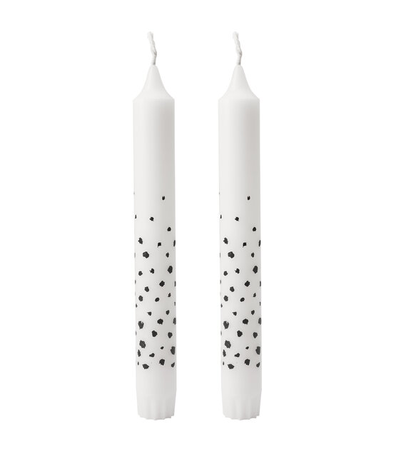 Set van 2 dinerkaarsen met  dots patroon