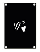 Tuinposter - zwart met hartjes | 60x80cm