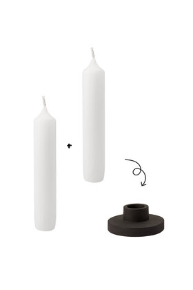 Mini-kaarsenset met kandelaartje – wit