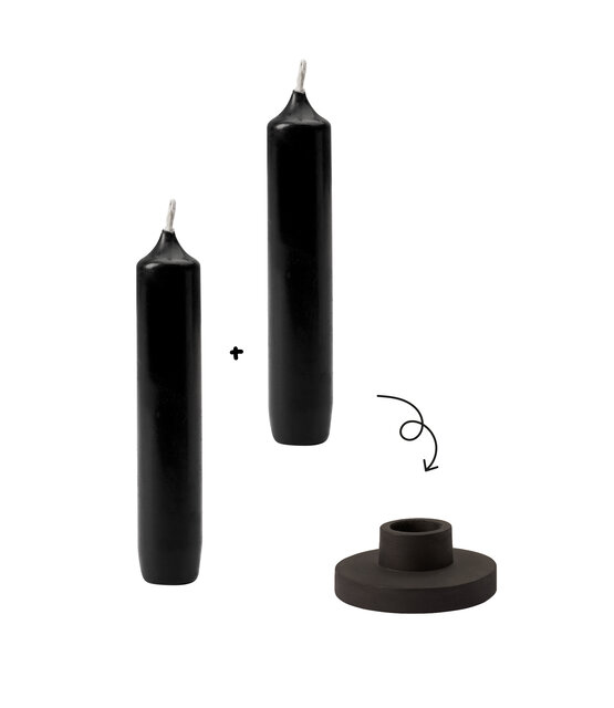 Mini-kaarsenset met kandelaartje – Set van 2 kaarsjes (zwart) | Sfeervol & ideaal als cadeau