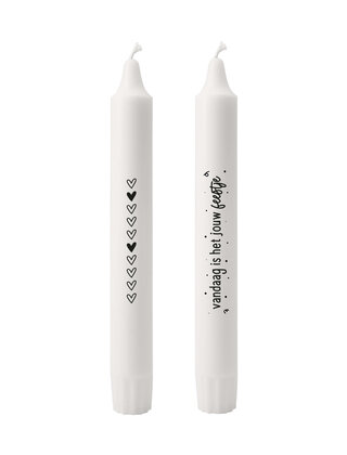 Set van 2 dinerkaarsen - 'Vandaag is het jouw feestje'