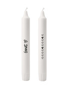 Set van 2 dinerkaarsen met tekst - 'Geniet'