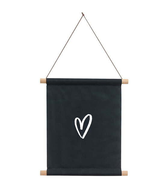 Textielposter zwart met wit hartje - 30x40cm