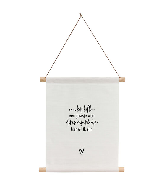 Textielposter wit met gedichtje  'Hier wil ik zijn..' - 30x40cm