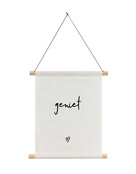 Textielposter wit met tekst'Geniet' - 30x40cm