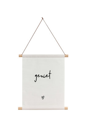 Textielposter wit met tekst 'Geniet'