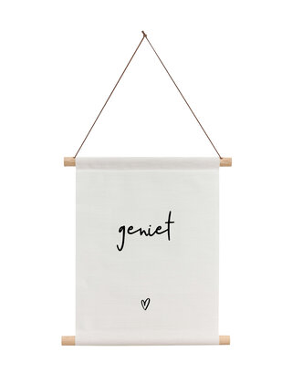 Textielposter wit met tekst 'Geniet'
