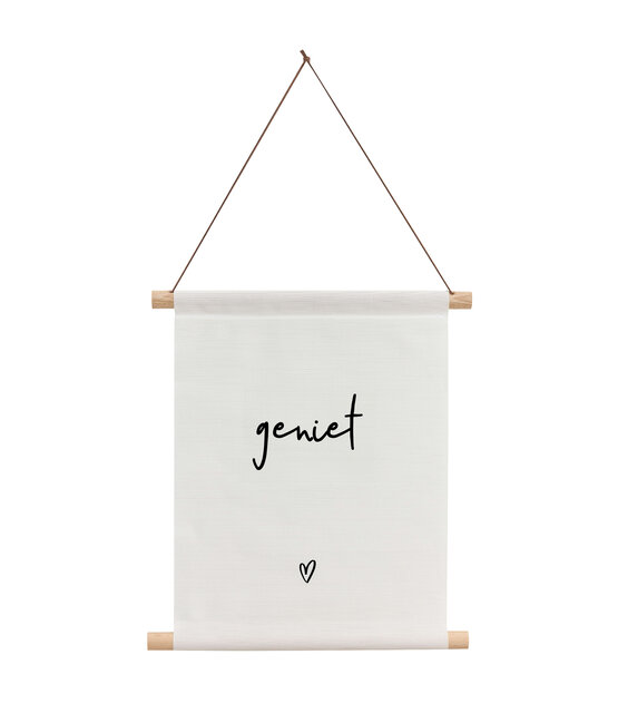 Textielposter wit met tekst'Geniet' - 30x40cm