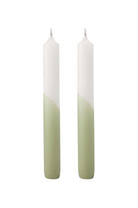 Set van 2 dinerkaarsen - groen half dipped