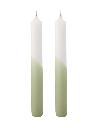 Set van 2 dinerkaarsen - groen half dipped