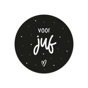 Sticker zwart met tekst 'Voor juf' | 5 stuks | 4,5cm