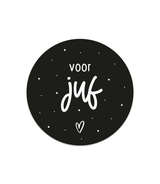 Sticker zwart met tekst 'Voor juf' | 5 stuks | 4,5cm