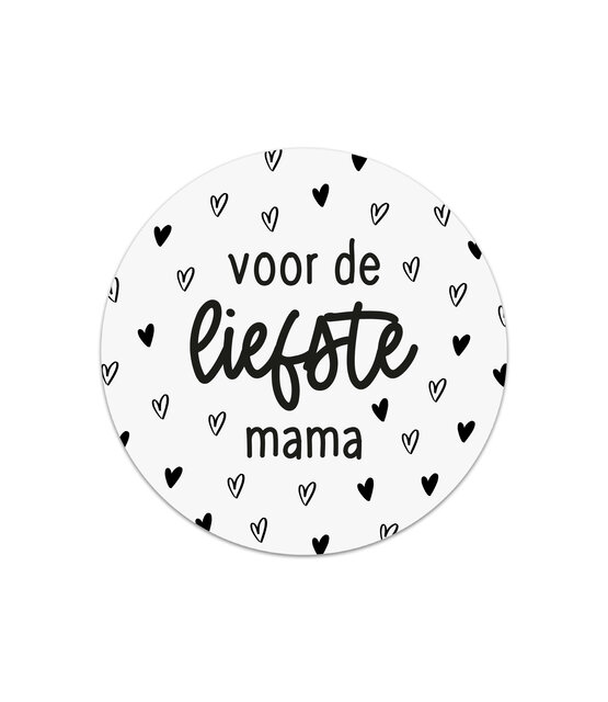 Rol stickers 'Voor de liefste mama' - zwart wit - 4,5cm Rol stickers 'Voor de liefste mama' - zwart wit - 4,5cm