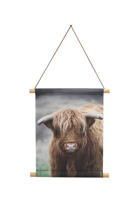 Textielposter met foto Schotse hooglander