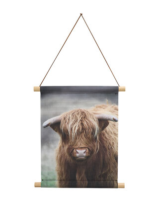 Textielposter met foto Schotse hooglander