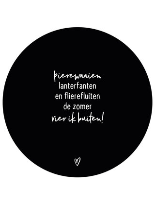 Tuincirkel (buiten) zwart met gedicht - De zomer vier ik buiten
