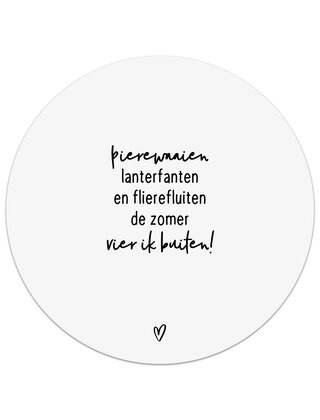 Tuincirkel (buiten) wit met gedicht - De zomer vier ik buiten