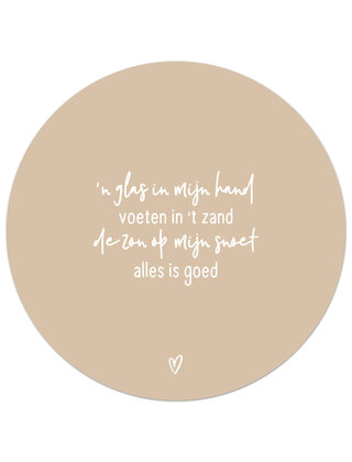 Tuincirkel (buiten) zand met gedicht - Een glas in mijn hand... - 20cm