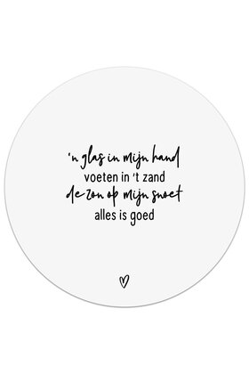 Tuincirkel (buiten) wit met gedicht - Een glas in mijn hand...
