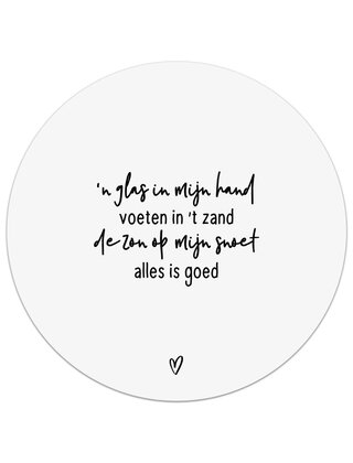 Tuincirkel (buiten) wit met gedicht - Een glas in mijn hand...