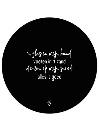 Tuincirkel (buiten) zwart met gedicht - Een glas in mijn hand...