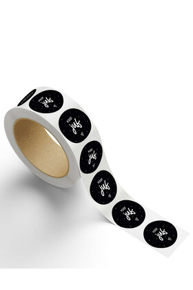 Rol stickers 'Voor juf' - zwart wit - 4,5cm