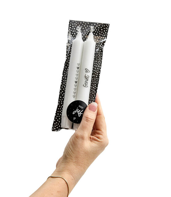 Sticker zwart met tekst 'Voor juf' | 5 stuks | 4,5cm