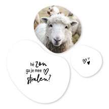 Set van 3 organische tuincirkels – Wit met tekst, hartjes & foto schaap