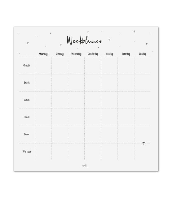 Maaltijdplanner notitieblok – Overzichtelijke weekplanner voor ontbijt, lunch, diner, snacks en workouts. Perfect voor een gezonde en georganiseerde week!