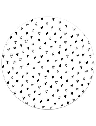 Muismat vinyl – zwart wit met hartjes patroon