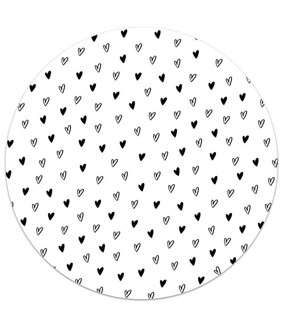 Vinyl muismat – zwart wit met hartjes patroon – stijlvolle en praktische bureauaccessoire