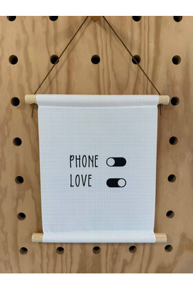Magazijn sale - Textielposter 30x40cm 'Phone off Love on'