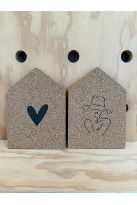 Magazijn sale - Set van 2 kurken huisjes (binnen) 15cm SET11