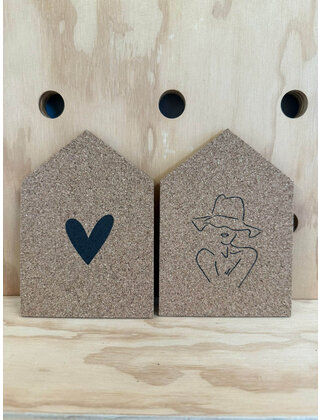 Magazijn sale - Set van 2 kurken huisjes (binnen) 15cm SET11