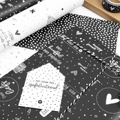 Rol cadeaupapier zwart wit  50x300cm